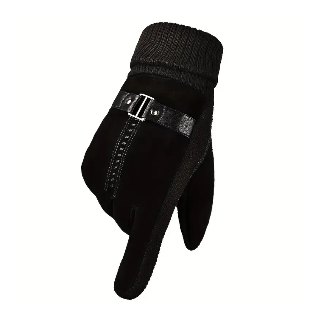 Leather Gloves Mens Winter Windproof Warm Driving Gloves