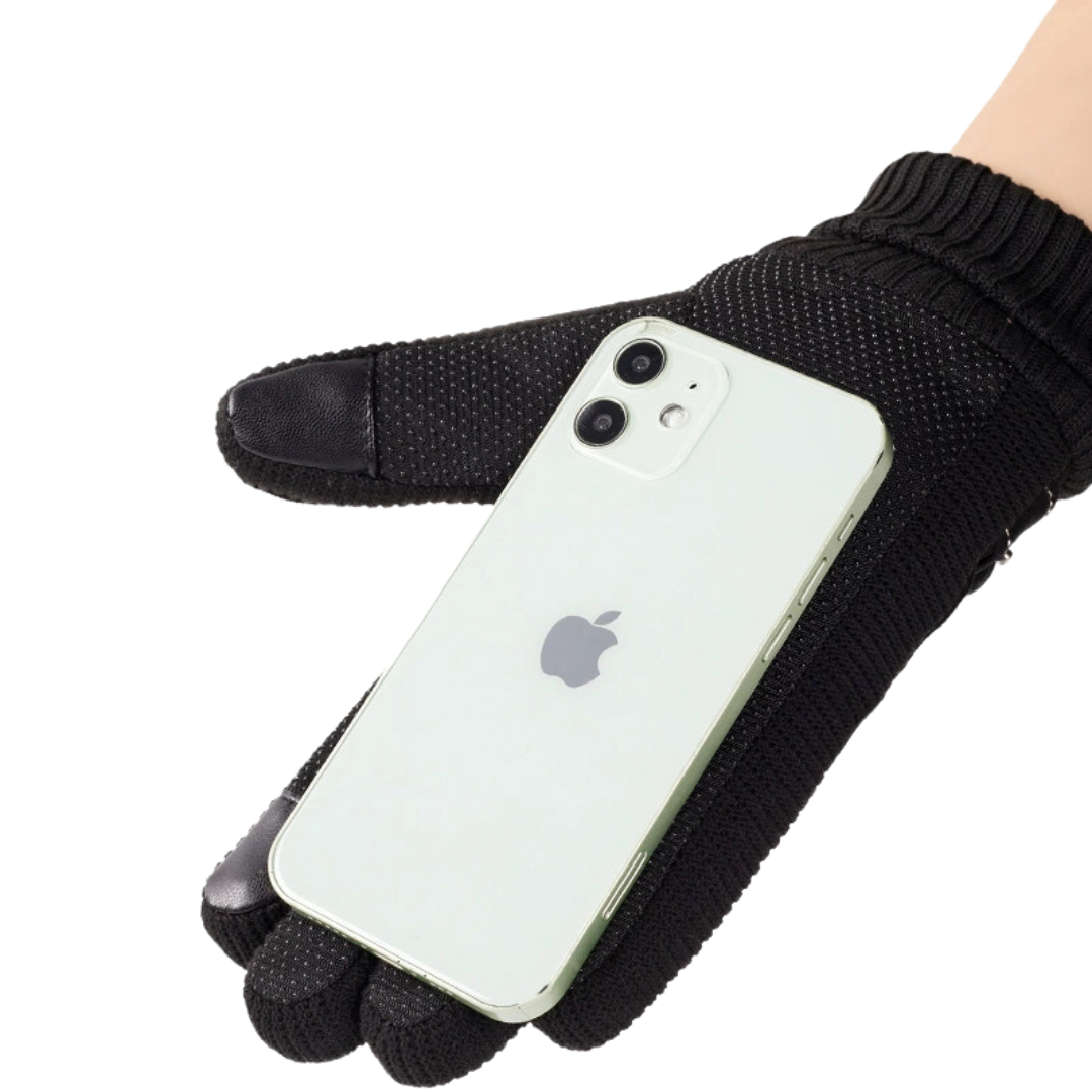 Leather Gloves Mens Winter Windproof Warm Driving Gloves