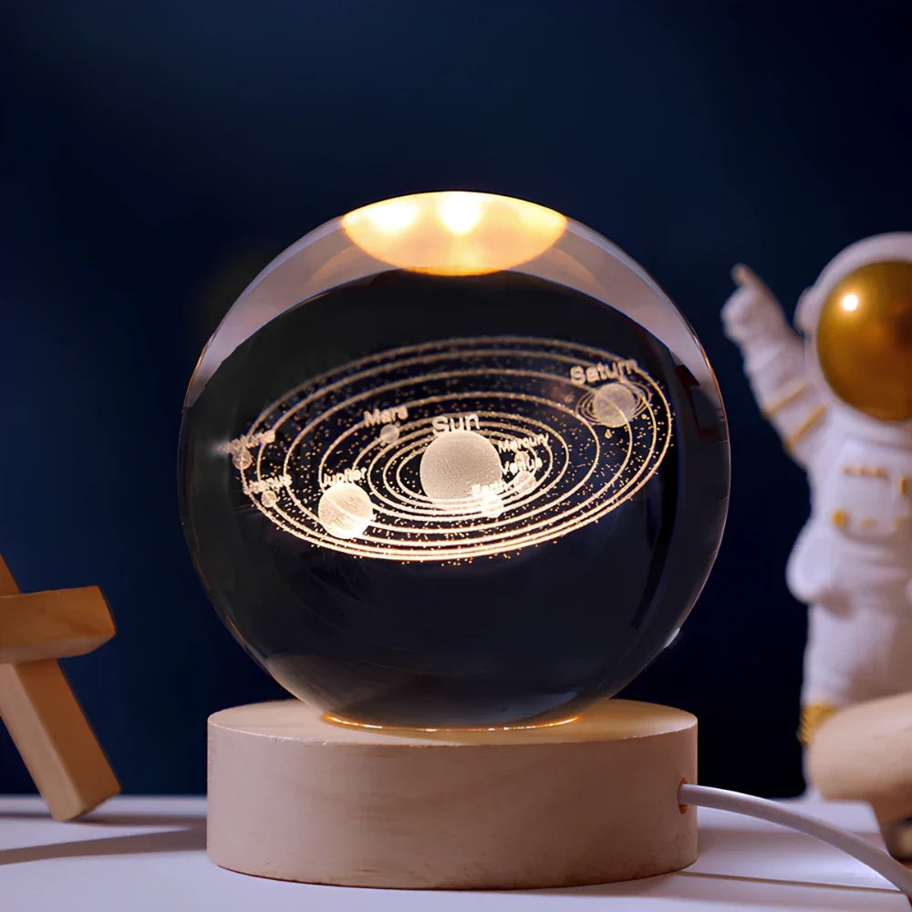 LED Crystal Ball Night Light | 3D Galaxy Design