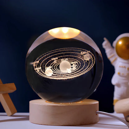 LED Crystal Ball Night Light | 3D Galaxy Design
