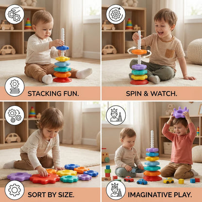 Spinning Rainbow Tower Toy