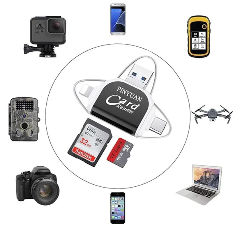 Memory Card Reader USB C Multi Device 4 in 1 File Transfer Adapter