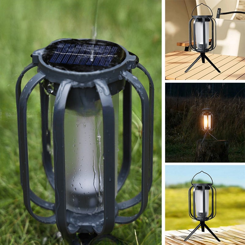 LED Lantern | Solar and USB-Rechargeable Flame-Effect Light