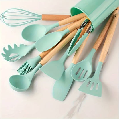 Kitchen Utensil Set | 12-Piece Silicone and Wood