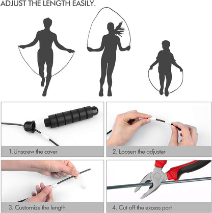 Jump Rope Adjustable Speed Fitness Skipping Rope Steel Cable