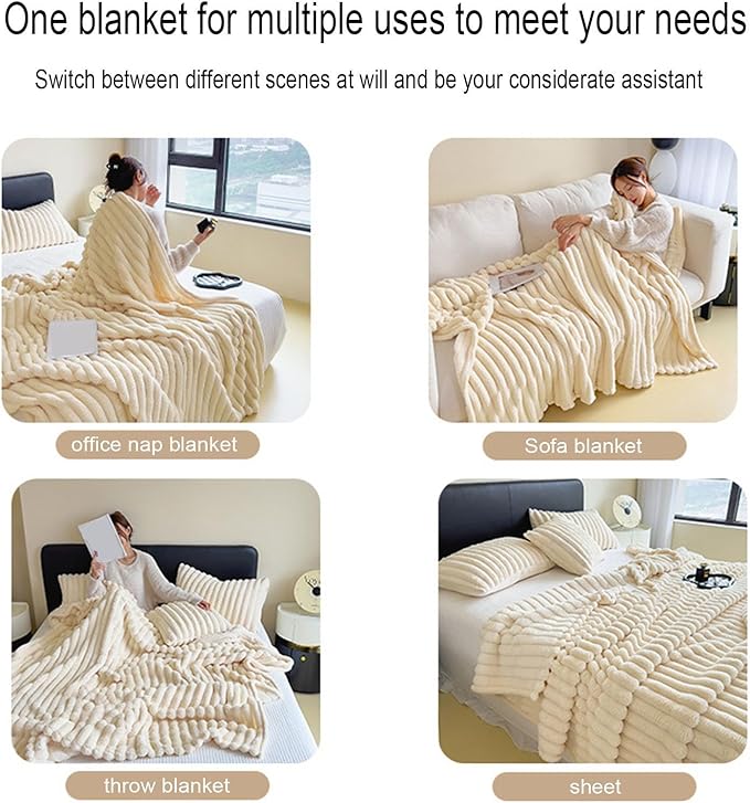 Faux Rabbit Fur Throw Blanket | Double-Sided Plush Comfort