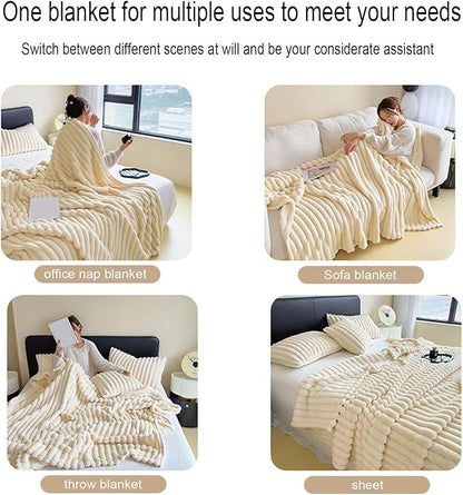 Faux Rabbit Fur Throw Blanket | Double-Sided Plush Comfort
