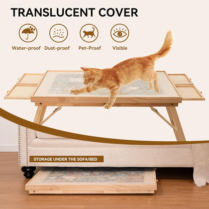 Puzzle Table with Drawers for 1500 - Piece Puzzles, Foldable & Sturdy