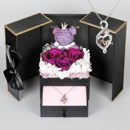 Eternal Roses I Love You 100 Languages Necklace Bear
