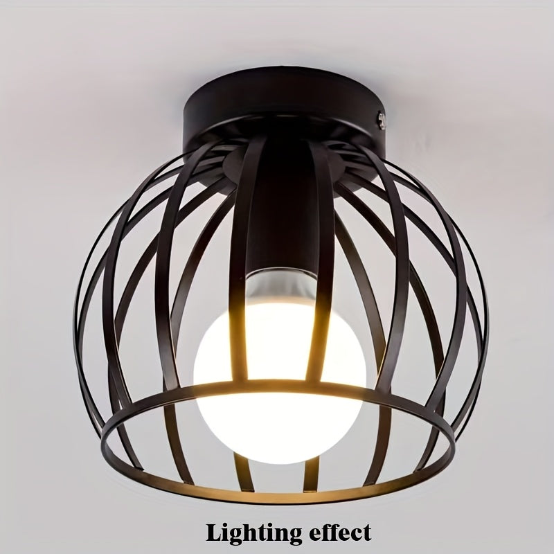 Modern Industrial Ceiling Light | Semi-Flush Mount Metal Cage Design