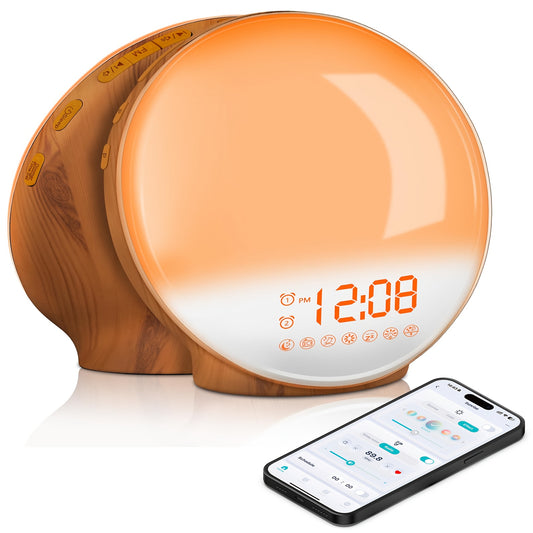 Smart Sunrise Wake-Up Alarm Clock | App-Controlled Light & Sound Simulation