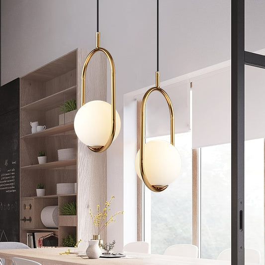 Modern Golden Pendant Chandelier | Minimalist Globe Hanging Light