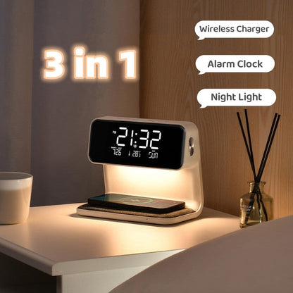 Bedside Lamp with Wireless Charger | 3-in-1 nightstand hub