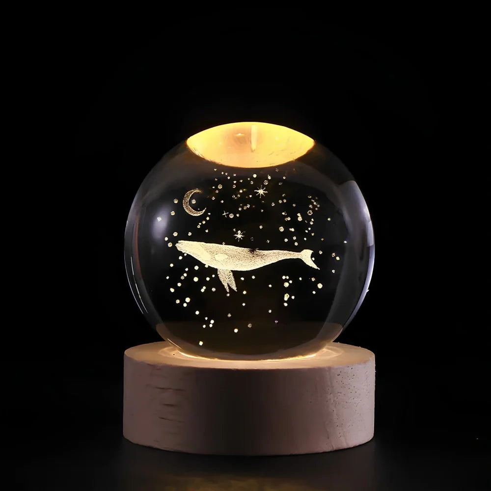 LED Crystal Ball Night Light | 3D Galaxy Design