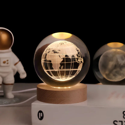 LED Crystal Ball Night Light | 3D Galaxy Design