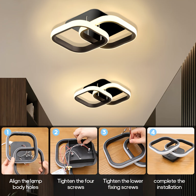 Modern Square LED Ceiling Light | 3-Colour Dimmable with Wall Control