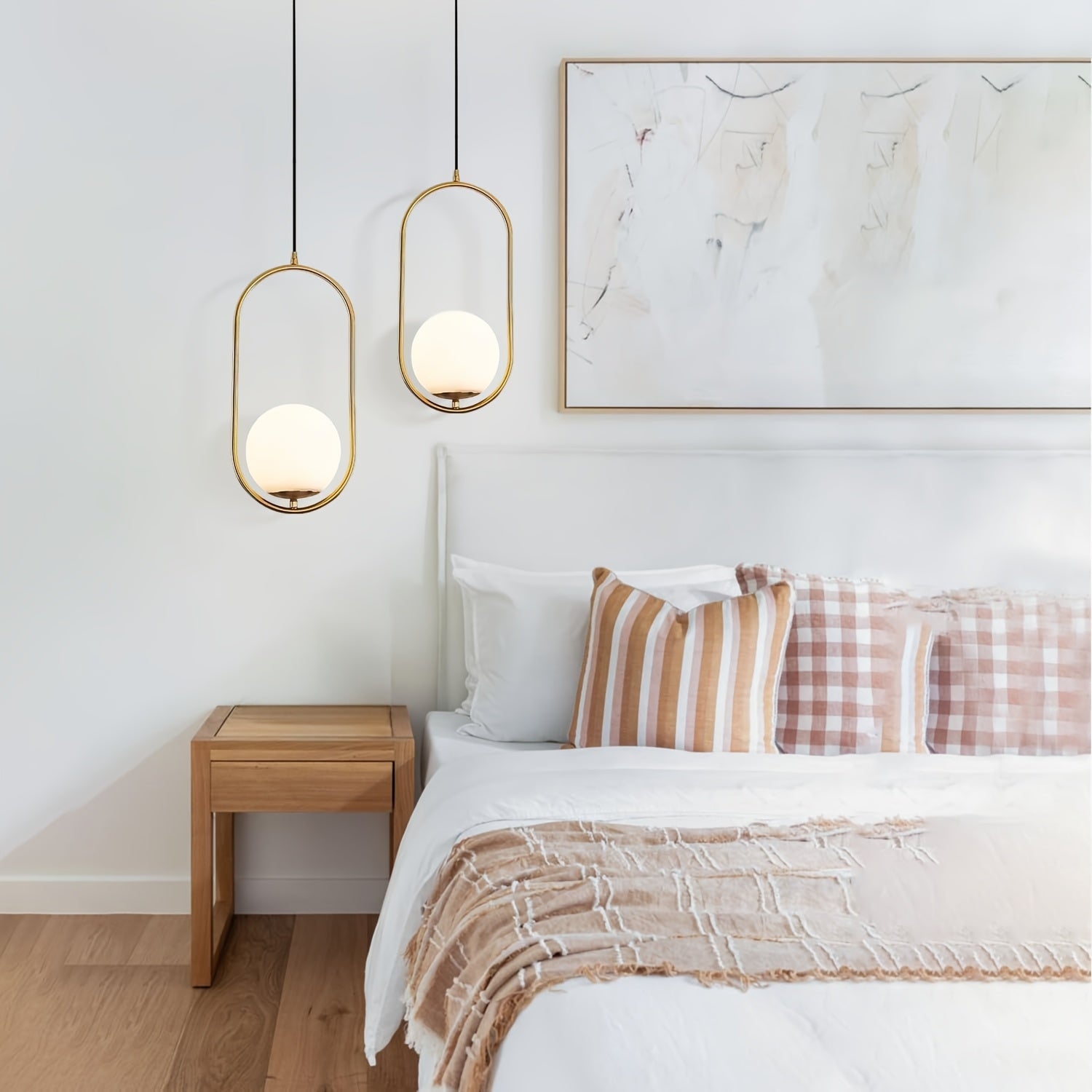 Modern Golden Pendant Chandelier | Minimalist Globe Hanging Light
