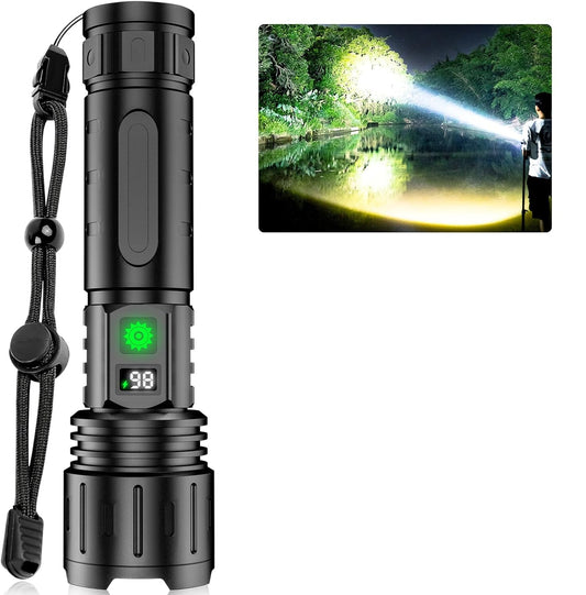 Tactical Flashlight 100000 Lumens LED Waterproof Rechargeable with Power Bank