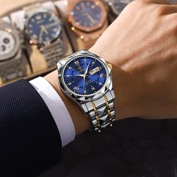 Men’s Stainless Steel Quartz Watch 41mm with Luminescent Hands & Date