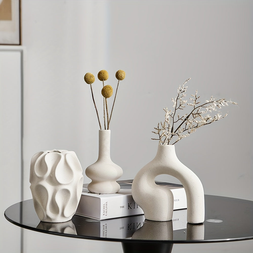 3pcs Boho Ceramic Vase Set | Modern Nordic Minimalist Home Décor