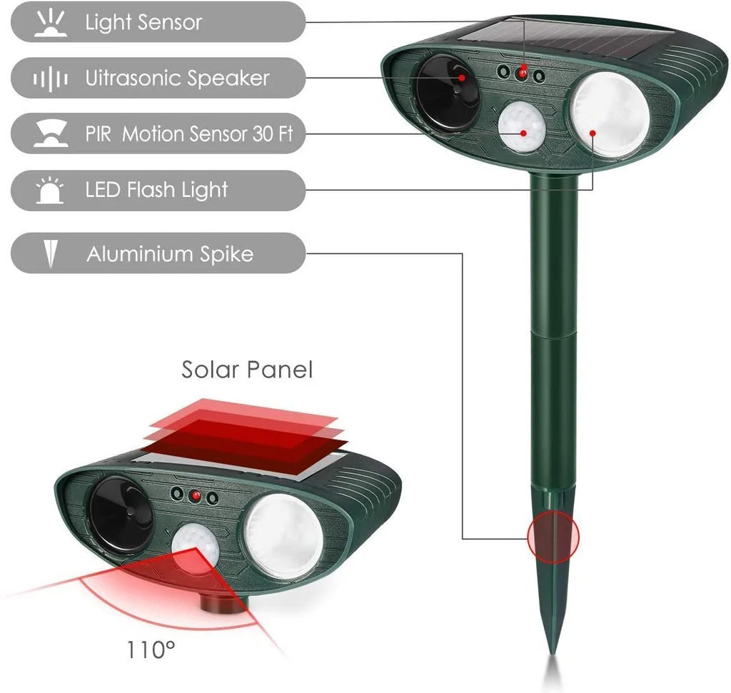 Animal Repeller Solar Ultrasonic Motion Sensor Outdoor