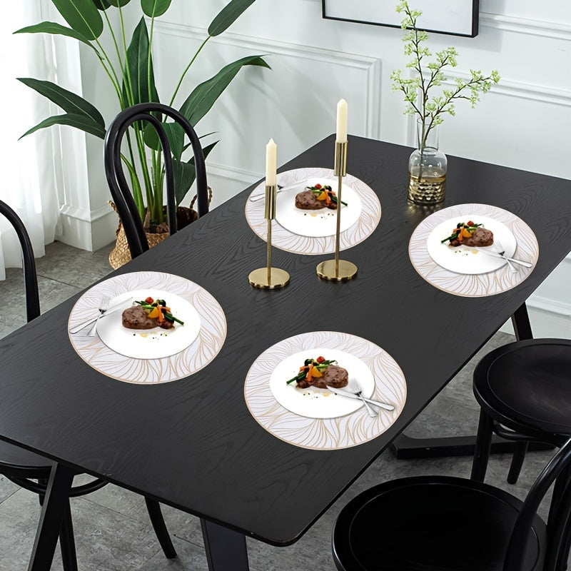 Round PVC Placemats with Golden Foil | Heat-Resistant & Stylish Table Mats