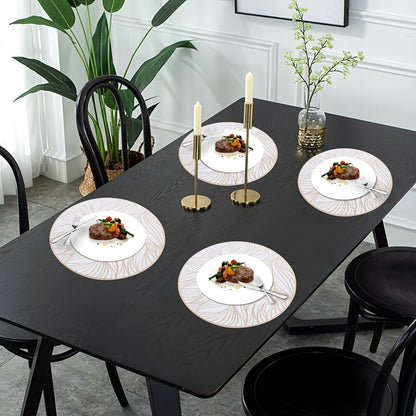 Round PVC Placemats with Golden Foil | Heat-Resistant & Stylish Table Mats