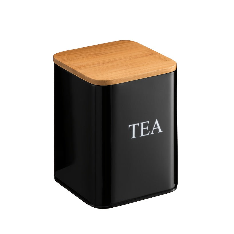 Bread Box Set with Tea, Coffee & Sugar Canisters | Bamboo Lid Kitchen Storage