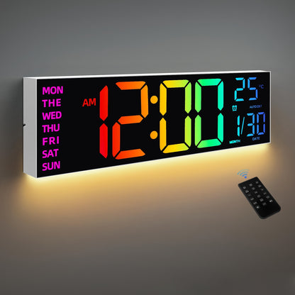 16-Inch RGB Digital Wall Clock | Remote Control & Auto Brightness