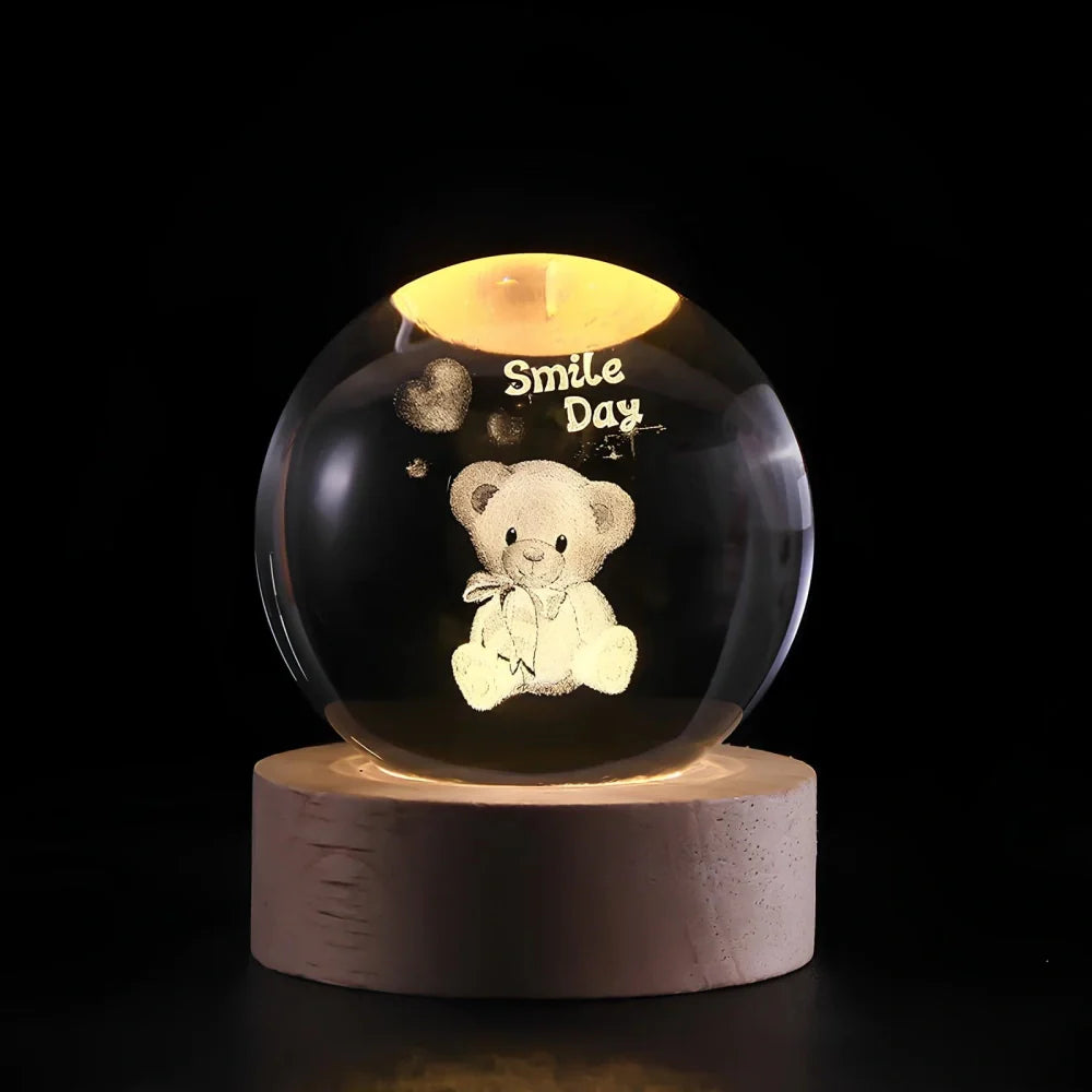 LED Crystal Ball Night Light | 3D Galaxy Design