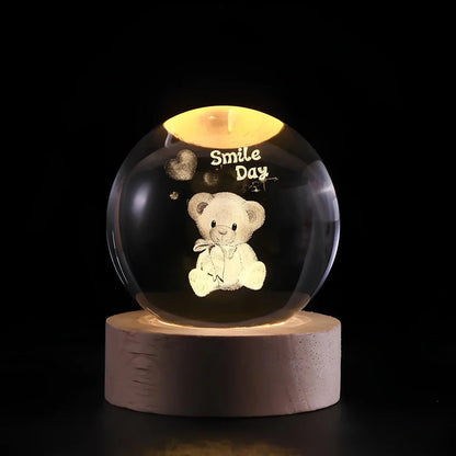 LED Crystal Ball Night Light | 3D Galaxy Design