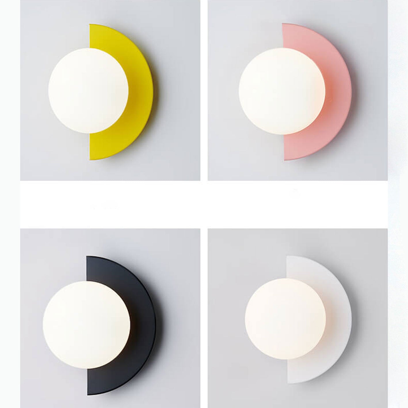 Modern Minimalist Glass Globe Wall Sconce | Semi-Circle Design