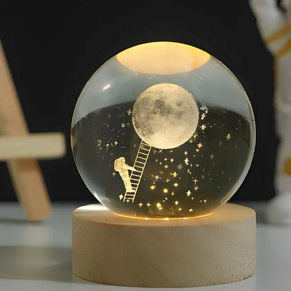 LED Crystal Ball Night Light | 3D Galaxy Design