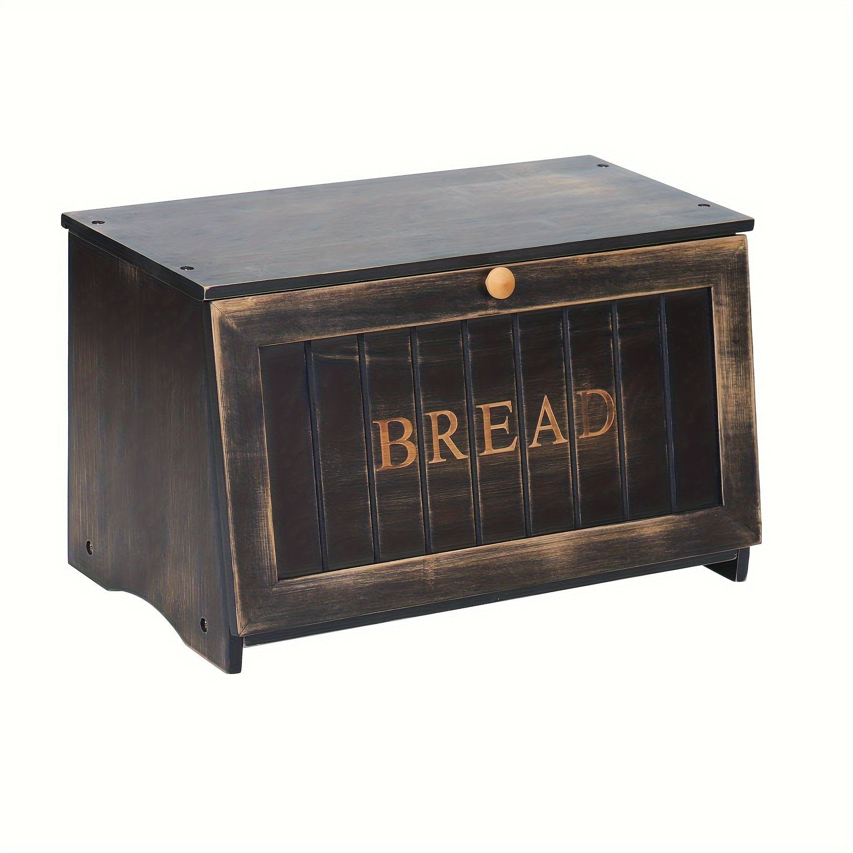 Vintage Wooden Bread Box | Black Large-Capacity Food Storage