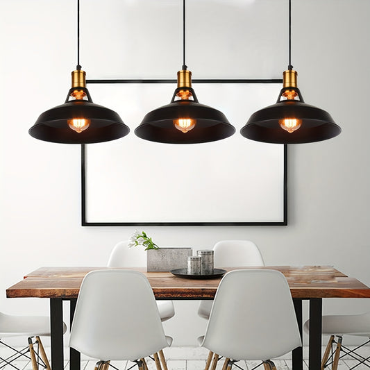 Traditional Metal Pendant Light Set (3-Piece) | Industrial Varnished Design