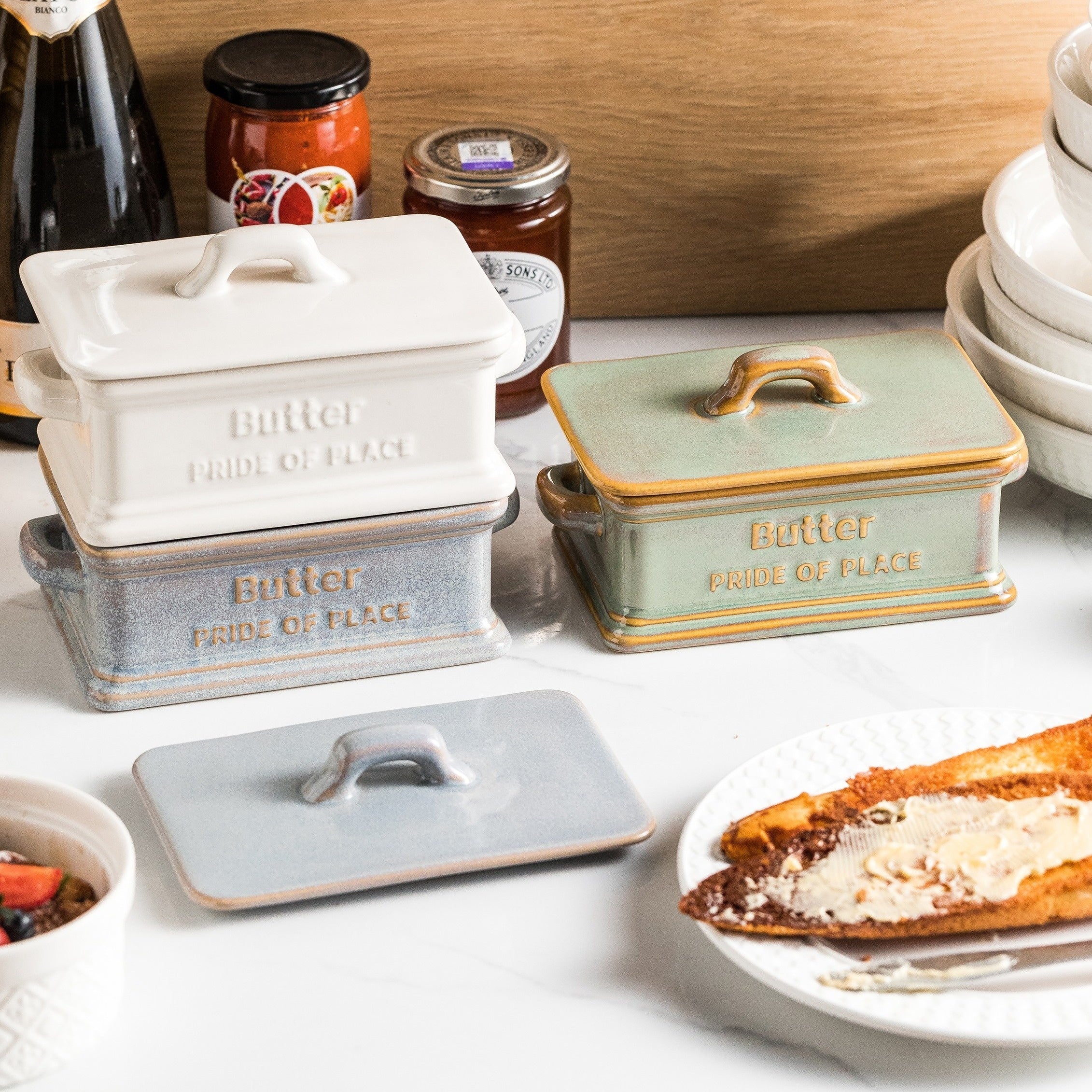 Pride of Place Ceramic Butter Dish | Farmhouse Butter Keeper with Lid