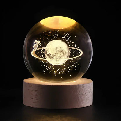 LED Crystal Ball Night Light | 3D Galaxy Design