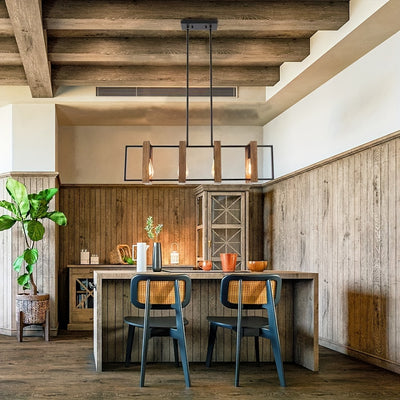 Modern 4-Light Kitchen Island Pendant | Farmhouse Chandelier in Matte Black