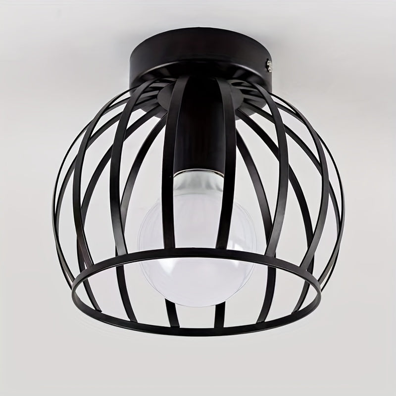 Modern Industrial Ceiling Light | Semi-Flush Mount Metal Cage Design