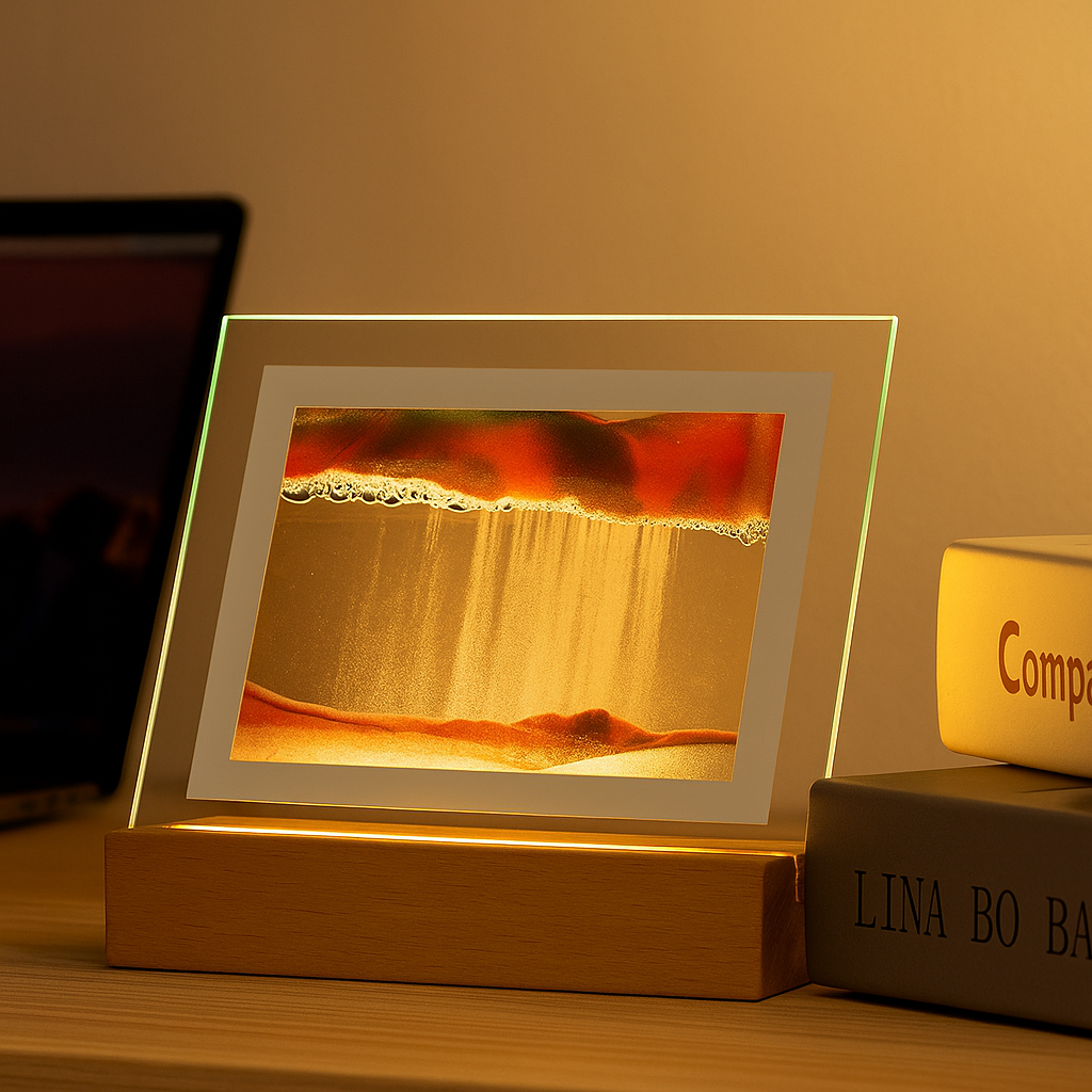 Flowing sand art lamp | Warm LED frame light