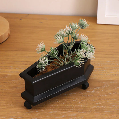 Rest In Leaves Coffin Plant Pot