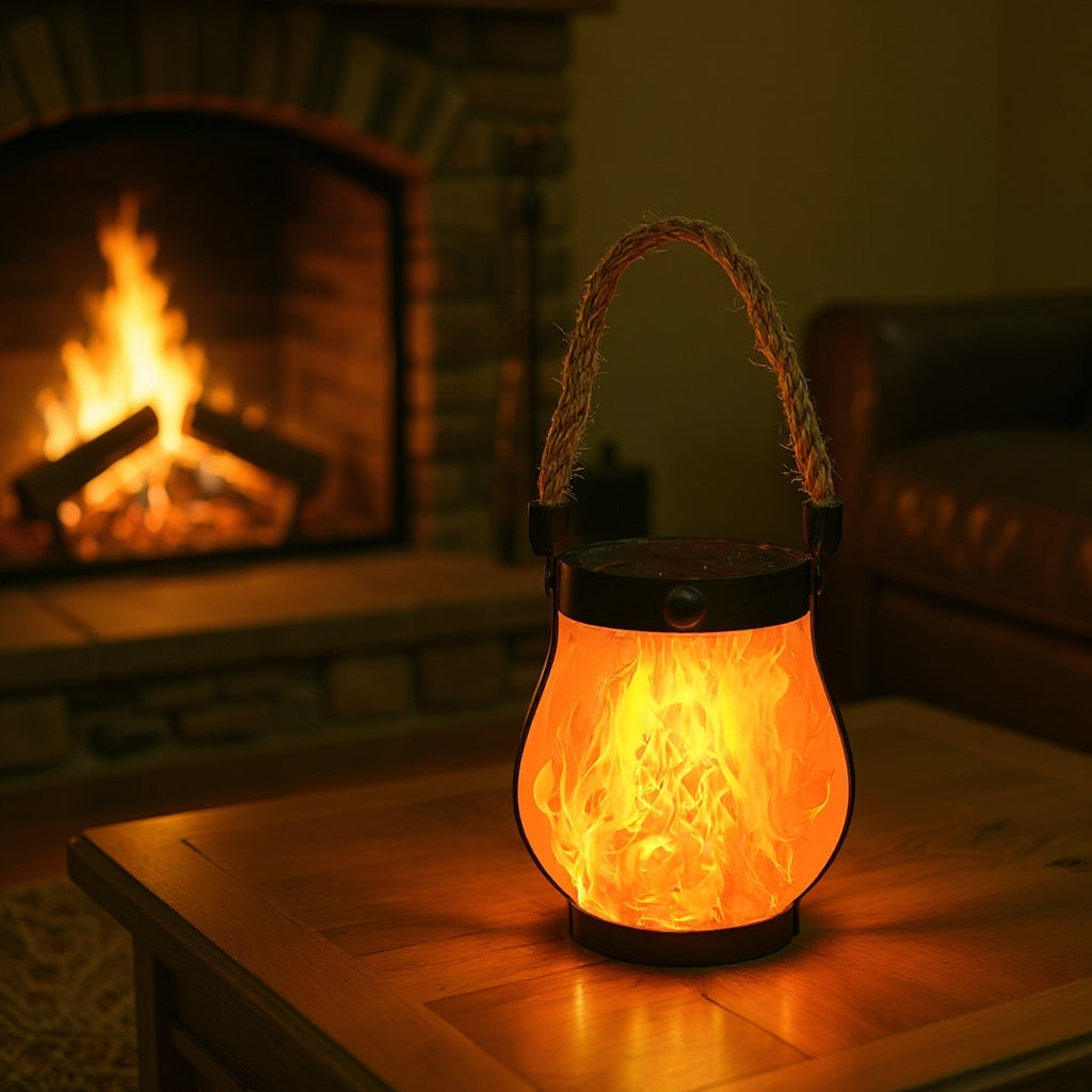 LED Lantern | Solar and USB-Rechargeable Flame-Effect Light