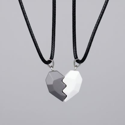 Couple Necklace Electrocardiogram Magnetic Heart