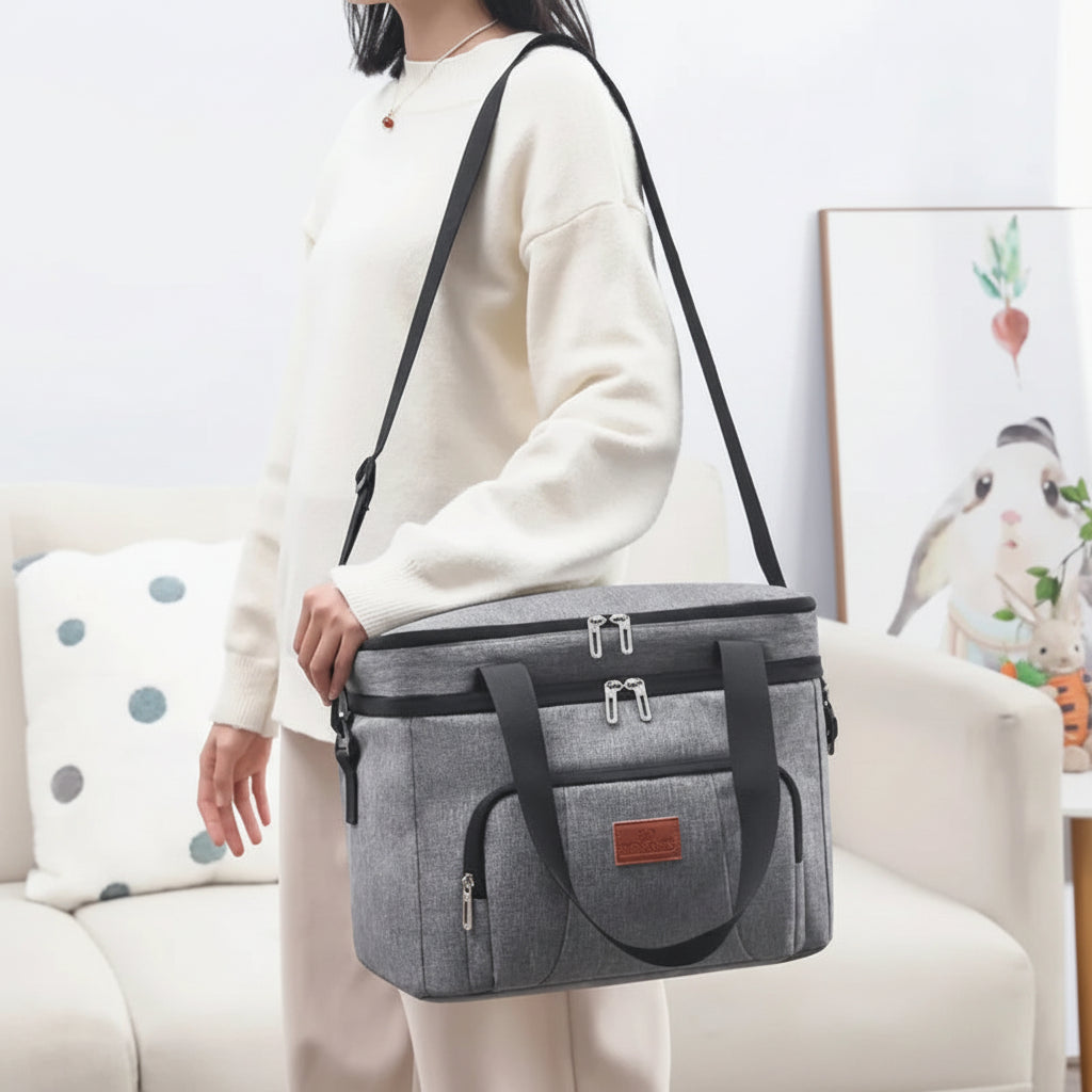 Multifunctional Double Layers Cooler Lunch Bags Large Capacity