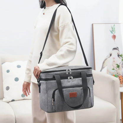 Multifunctional Double Layers Cooler Lunch Bags Large Capacity