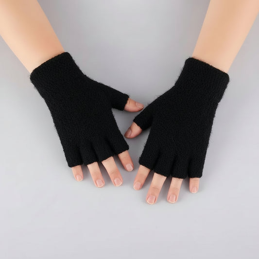 Winter Fingerless Gloves Men Thick Elastic Outdoor Driving Gloves