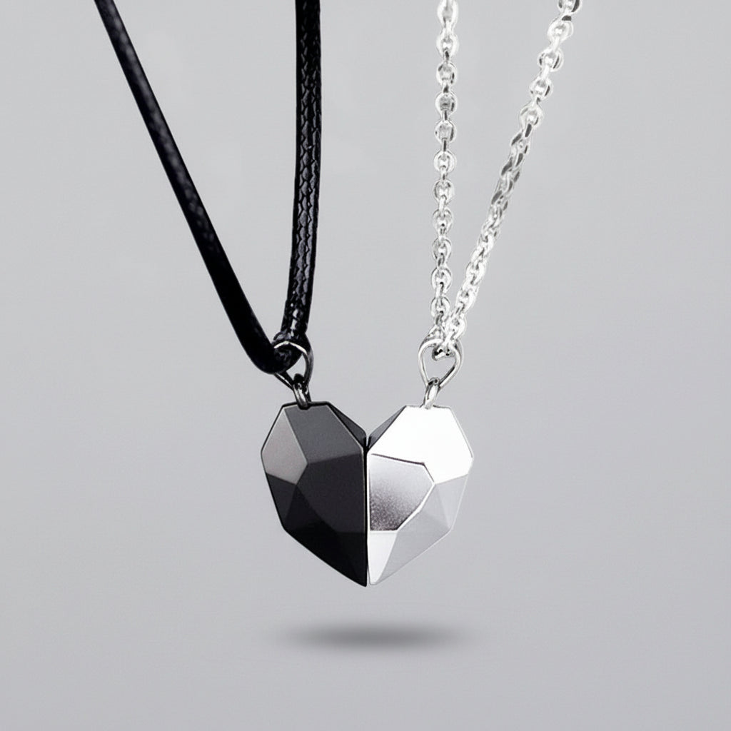 Couple Necklace Electrocardiogram Magnetic Heart