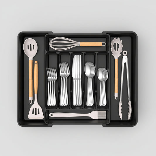 Extra Large Expandable Silverware Organizer BPA Free Cutlery