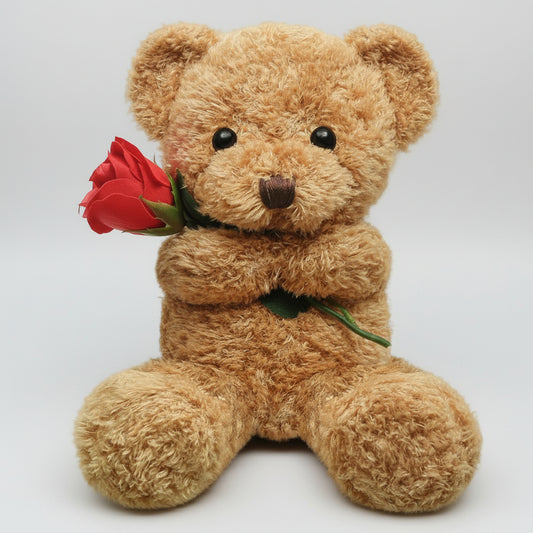 Valentine Bear Stuffed Animal Gift Rose Cute Plush