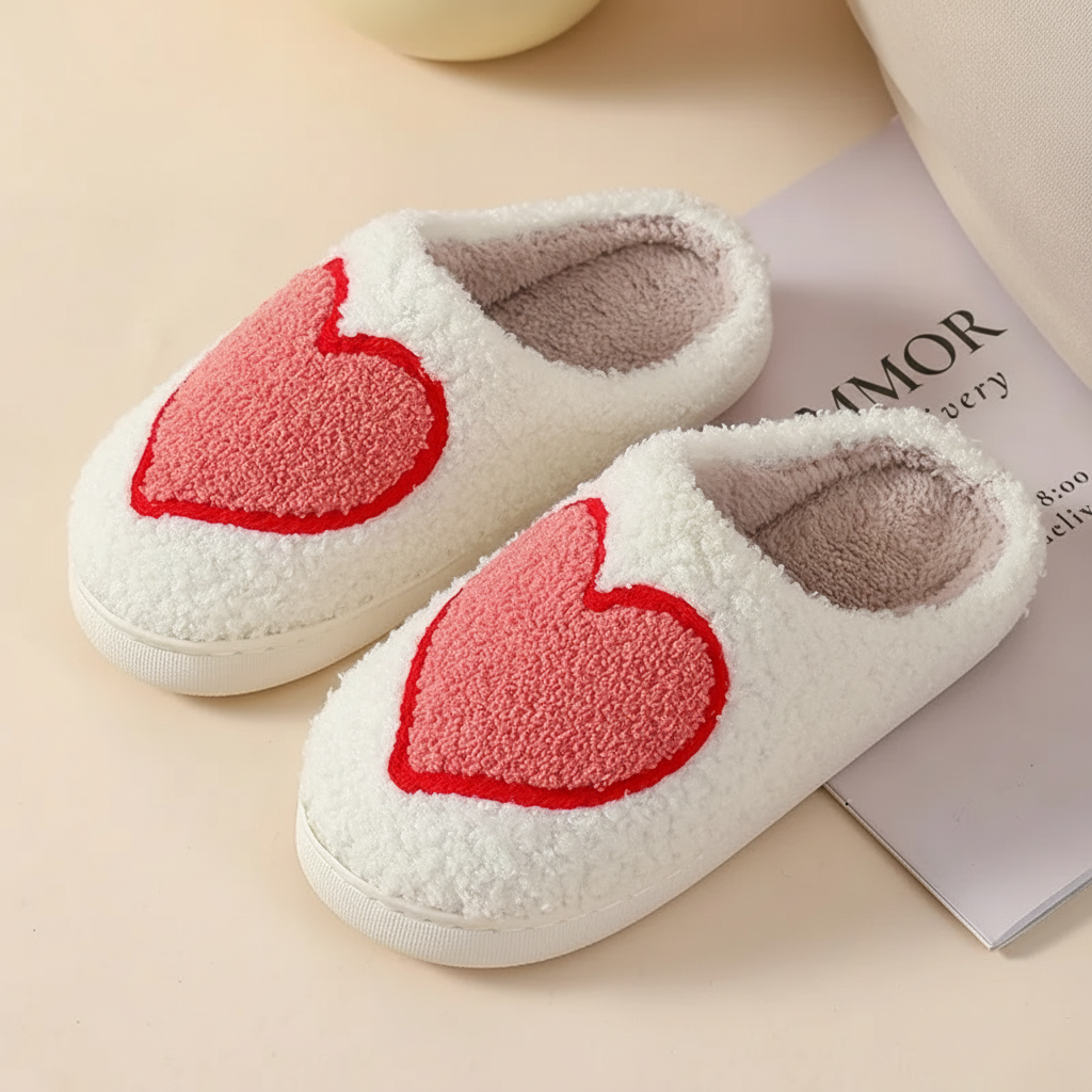 Cozy Heart Mushroom Slippers Sole Comfortable Footwear